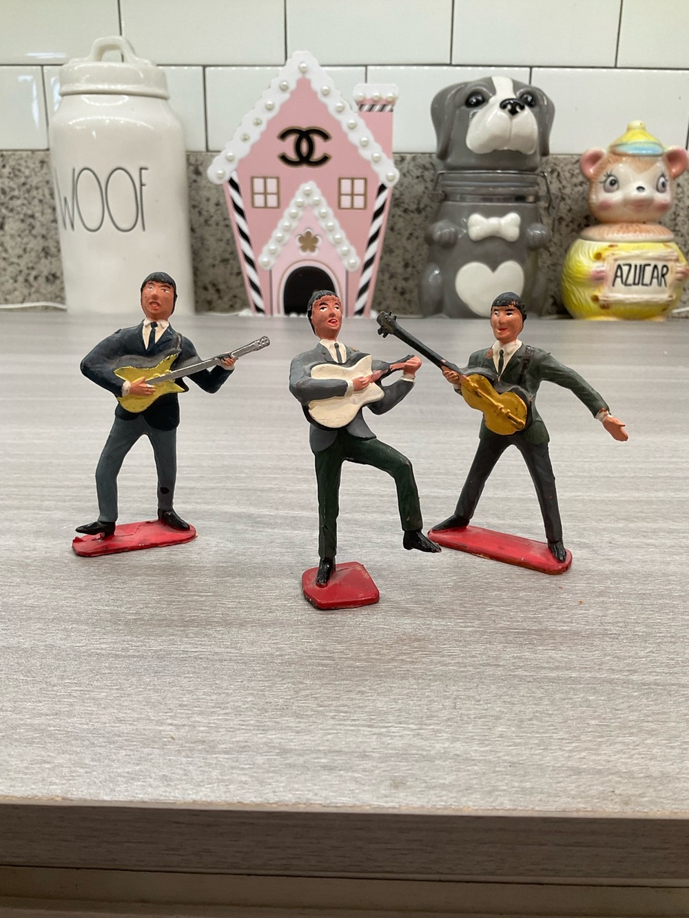 VINTAGE BEATLES FIGURES 1060’s PLASTIC RESIN CAKE TOPPERS HONG KONG